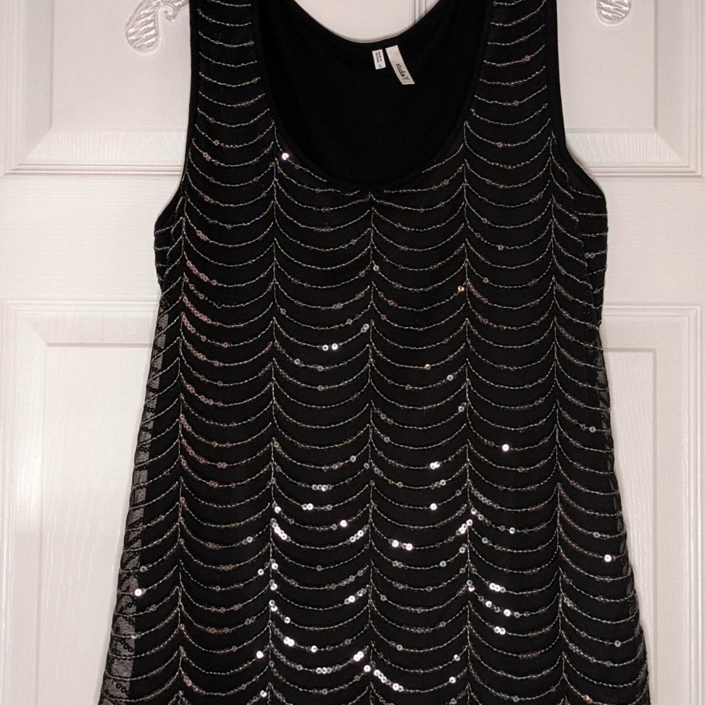 Studio Y- Black Sequined Tank Top- Large